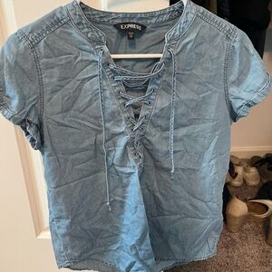 Express Women's Denim Lace-Up Blouse